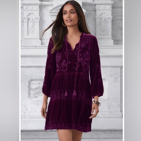 Johnny Was Ivey Velvet Field Tiered Dress Embroidery Dress Size M - Picture 2 of 16